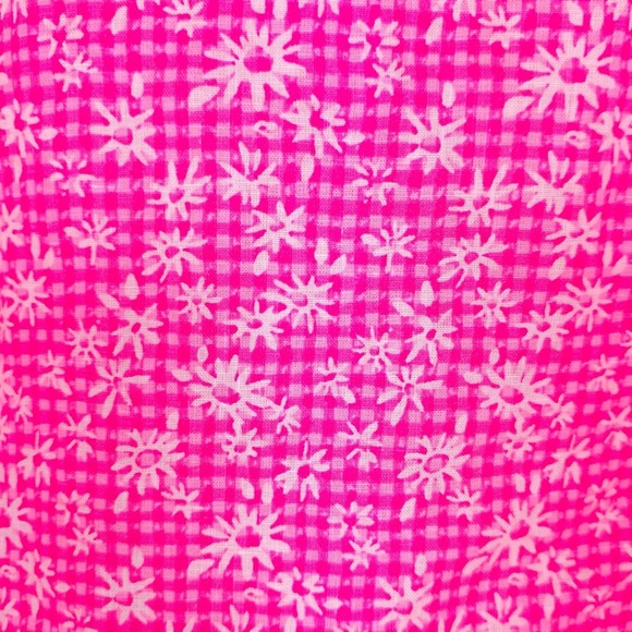 Lilly Pulitzer Sea View 100%‎ LINEN Button Down Top Size XS Pink Gingham Floral - Picture 7 of 13